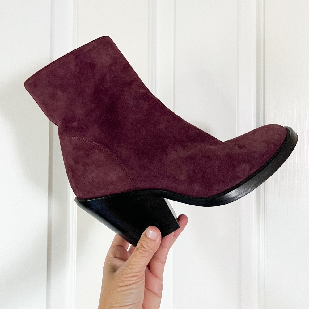 Ann Demeulemeester Burgundy Wine Oxblood Suede Ankle Boot